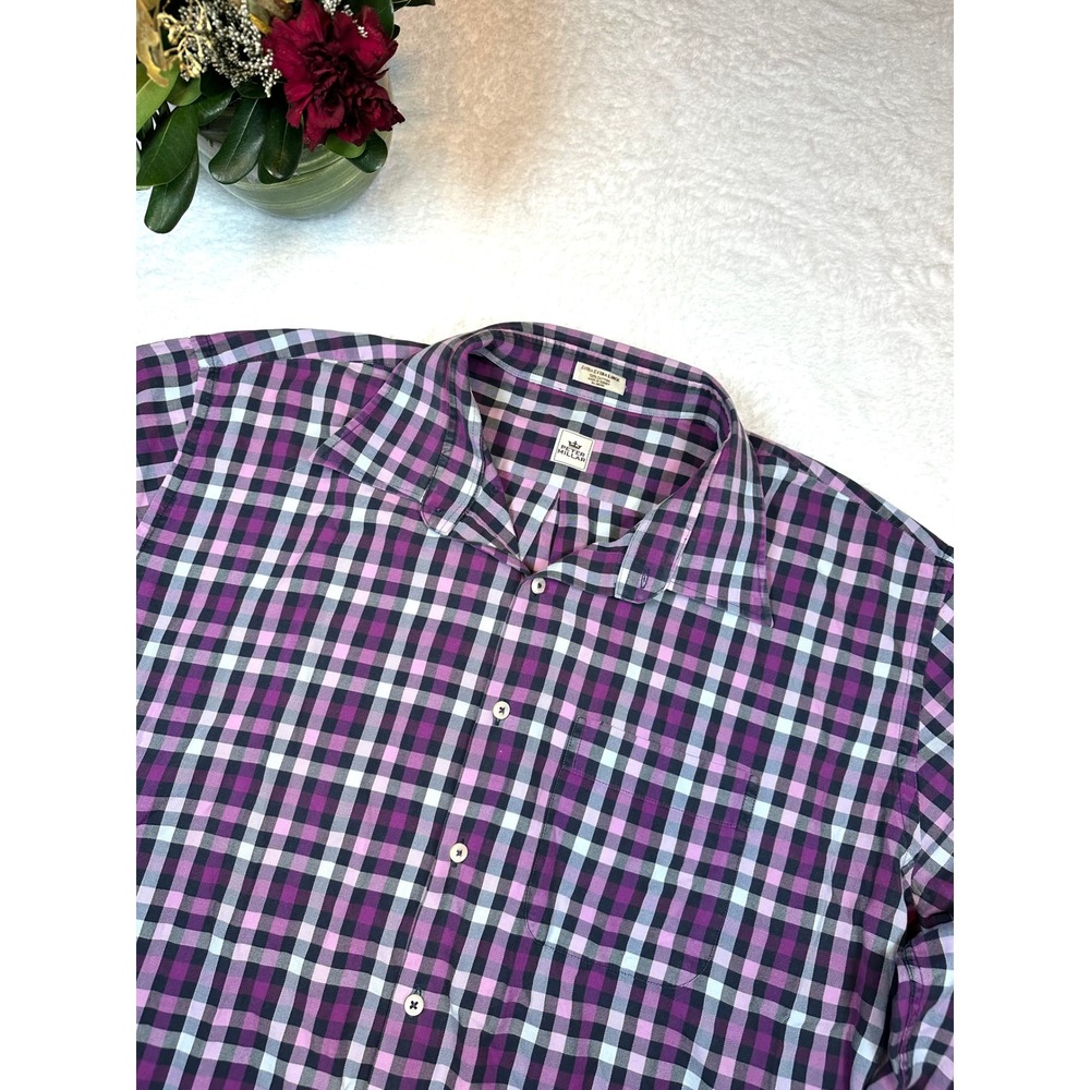Peter Millar Mens‎ XXL Purple Black Plaid Button Up Weekender Wash Multicolor